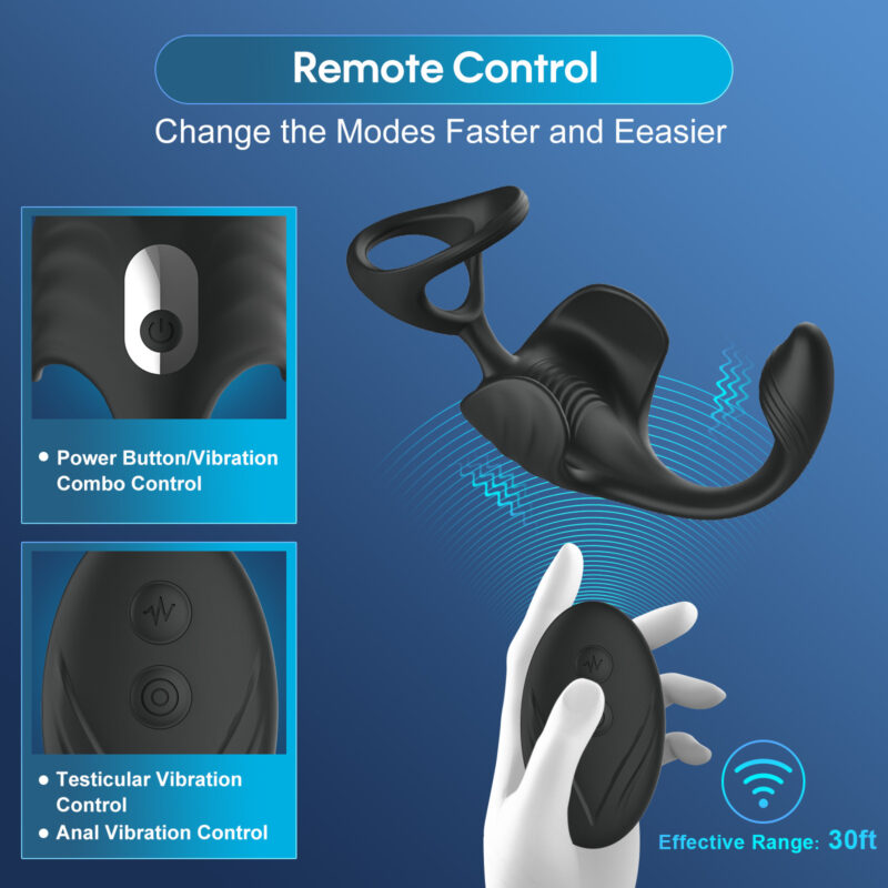 Wireless Remote Control Back Chamber Pull-on Ball-locking Semen Ring Resonator Penis Ring