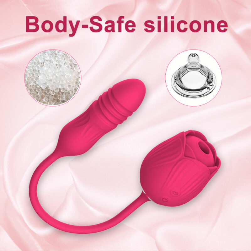 Rose Telescopic Vibrator Double-headed Sucking Vibrating Egg Masturbation Sex Toy