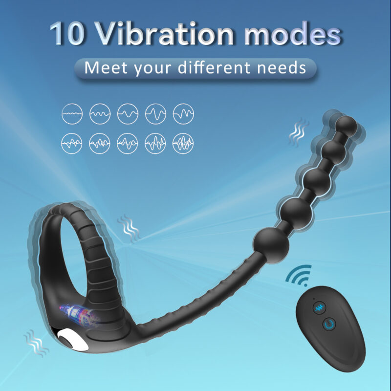 Penis Ring Wireless Remote Control Back Chamber Bead Lock Sperm Ring Sex Toy