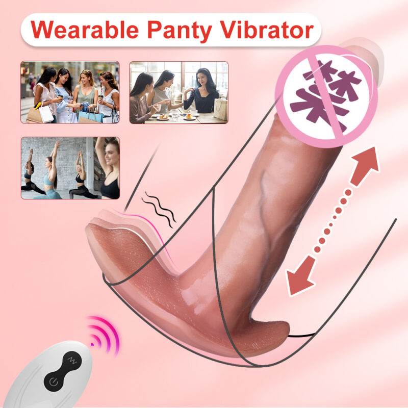 Wearable Outdoor Rechargeable Massage Stick Silicone Telescopic Dildo Female Masturbation Stick