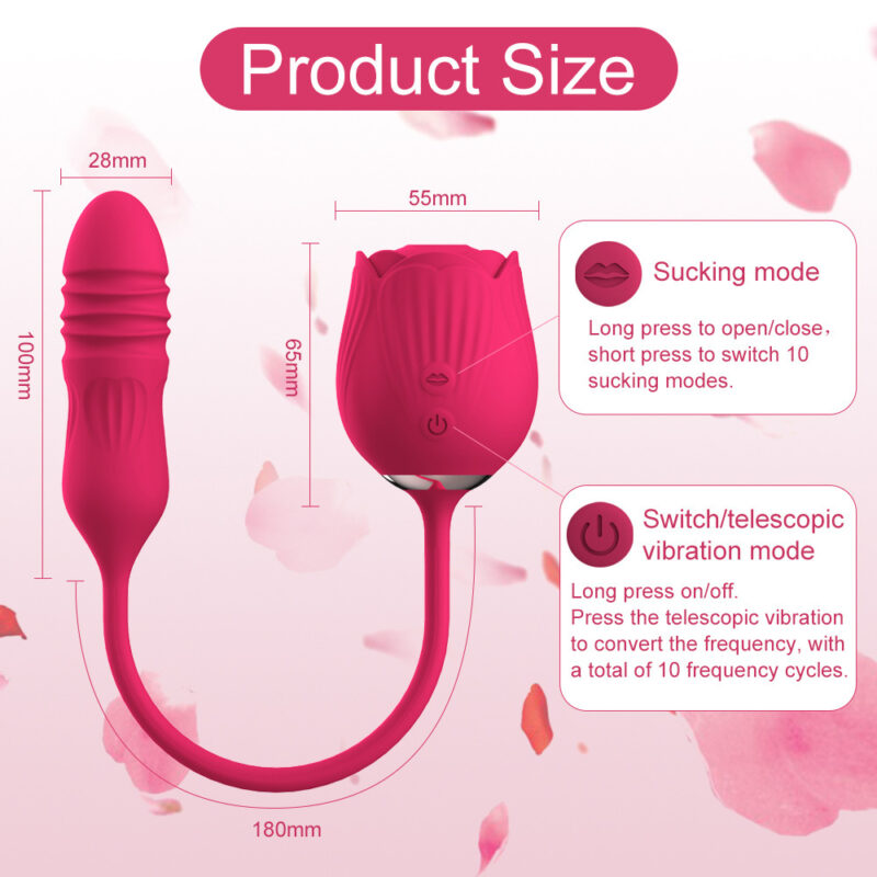 Rose Telescopic Vibrator Double-headed Sucking Vibrating Egg Masturbation Sex Toy