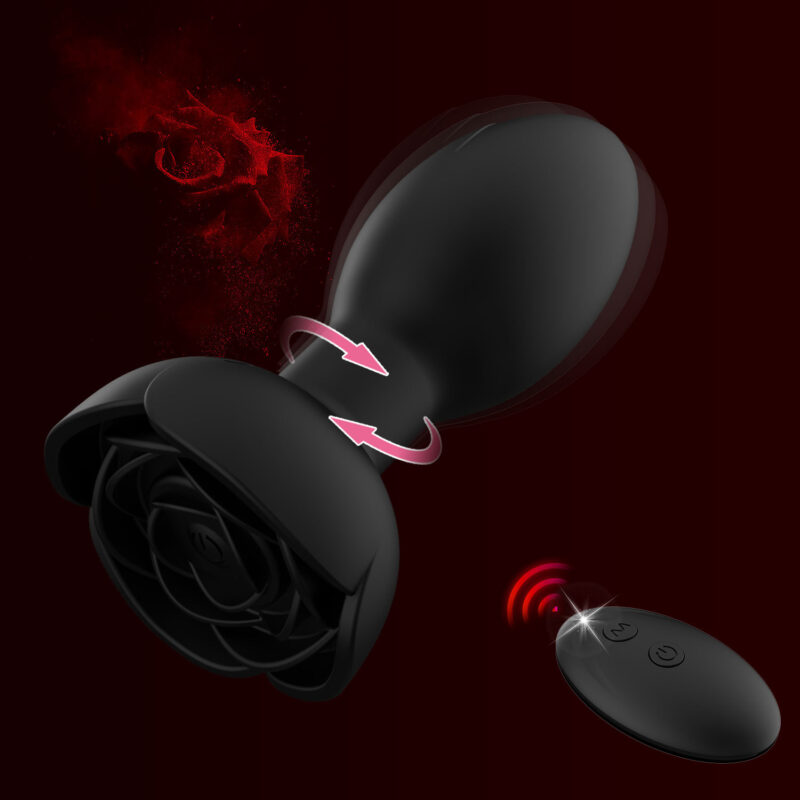 Wireless Remote Control Rose Anal Plug 10 Frequency Rotation Vibrator